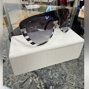 Dior Striped Black and White Sunglasses